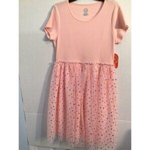 Girls XL (16)layered tutu dress short sleeve Pink with silver metallic NWT